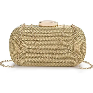 Womens Chic Evening Clutch Purse PU Leather Woven Shoulder Crossbody Bag Small Totes Satchel with Chain Wedding Party