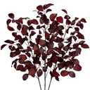 Arborus 3PCS Artificial Fall Leaf Stems Autumn Leaves Fake Fagus Sylvatica Folige Burgundy Faux Beech Leaf Branch, Long Stems for Floral Arrangements Autumn Decoration