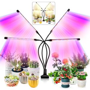 Grow Light for Indoor Plants - Upgraded Version 80 LED Lamps with Full Spectrum & Red Blue Spectrum, 3/9/12H Timer, 10 Dimmable Level, Adjustable Gooseneck,3 Switch Modes