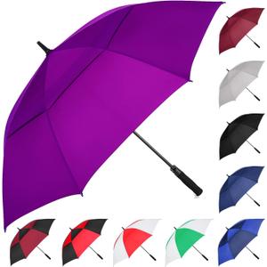 MRTLLOA Extra Large Golf Umbrella, 62 Inch Automatic Open, Oversize Double Canopy Vented Windproof Waterproof Sports Umbrellas for Rain
