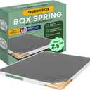 Treaton, Wood Box Spring Queen Size Bed Base, Under Mattress Support, Easy to Assemble, Fabric Cover-Replaces Wooden Slats for Bed Frames