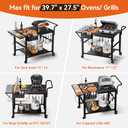 Leteuke Pizza Oven Table, Grill Cart Table for Blackstone Griddle, Outdoor Pizza Oven Stand Fits Ninja, Cuisinart, Gozney, Solo Stove, BBQ Prep Tables Station with Seasoning Tray, 47"x27.5"x30", 27.55" X 47.24" X 35.8"