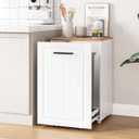 ZIFTY Pull Out Trash Can Cabinet for 10 Gallon Bin, Pet Proof Hidden Kitchen Waste Bin, Freestanding Wooden Garbage & Recycling Cabinet for Kitchen, Laundry Room, Living Room, White