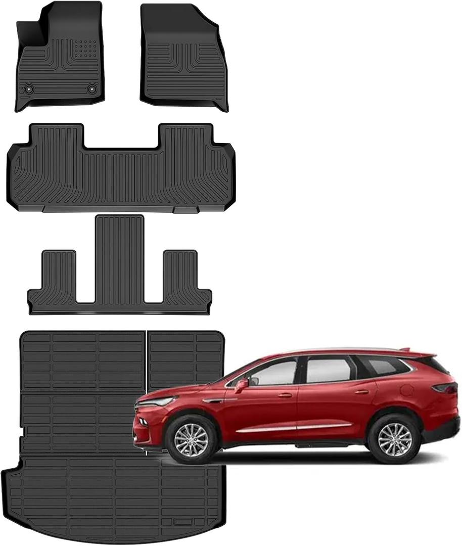 Buick Enclave Floor Mats 2018-2024,Car Mats for Buick Enclave All Weather Floor Mats Cargo Liner Accessories Backrest Cargo Mat