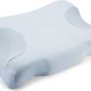 Royalisneeo Beauty Pillow for Back Stomach and Side Sleeper Pillow for Neck and Shoulder Pain, Memory Foam Pillow for Anti Wrinkle & Anti Aging,Blue(Standard)