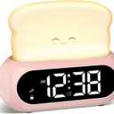 Cute Digital Clock for Bedrooms, Kids Alarm Clocks with Night Light Lamp, 10 Alarm Tones, Adjustable Brightness, Nap Timer, Snooze, Power-off Memory, Bedside Clocks for Girls Kids Teens Birthday Gifts (Pink)