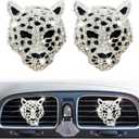 2Pcs Silver Bling Leopard Air Vent Clips, Crystal Leopard Car Air Fresheners and Diffusers, Rhinestone Car Decoration and Interior Accessories