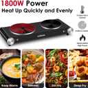 Cusimax Hot Plate for Cooking 1800W Portable Electric Double Burner Countertop Cooktop Cast Iron Stove Heating Plate with 7 Power Levels Adjustable Temp Control, Compatible for All Cookwares