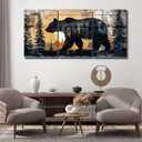 sawjug Forest Animal Canvas Wall Art, Forest Bear Wall Decor, Wildlife Canvas Wall Art, Animal Pictures Wall Decor, Wall Painting for Living Room, Bedroom, Office (12" x 18" x 3 pcs)