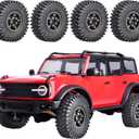 Hobbypark Brass 1.0 Beadlock Wheels and Tires for TRX4M Upgrades Axial SCX24 1/24 RC Crawler Replacement Parts, Set of 4 (Type A)