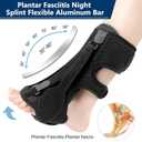 Upgraded Plantar Fasciitis Night Splint, 3 Adjustable Straps Plantar Fasciitis Relief Braces for Achilles Tendonitis, Foot Drop & Heel Spur Pain Relief Day & Night (Black) 