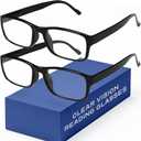 Gaoye 2-Pack of Reading Glasses +0.75 - Blue-Light Filter, UV Protection - Readers with Rectangle Frames (Black)