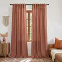 KOUFALL Terracotta Boho Curtains for Living Room,Sheer Rust Colored Linen Vintage Rustic Farmhouse Decor Western Curtains for Bedroom 2 Panels Set 84 Inches Long