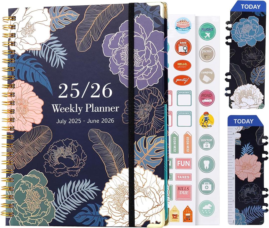 3 x 2025 Planner Weekly and Monthly, July 2025 - June 2026, Hardcover Monthly with Tabs for Home School & Office, A5(6.5" x 8.5"), Strong Twin-Wire (colorful)