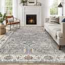 10x14 Area Rug for Living Room - Washable Soft Traditional Tribal Rug for Bedroom Dining Room Home Office, Non-Slip Stain Resistant Vintage Distressed Indoor Floor Carpet- Blue Multi