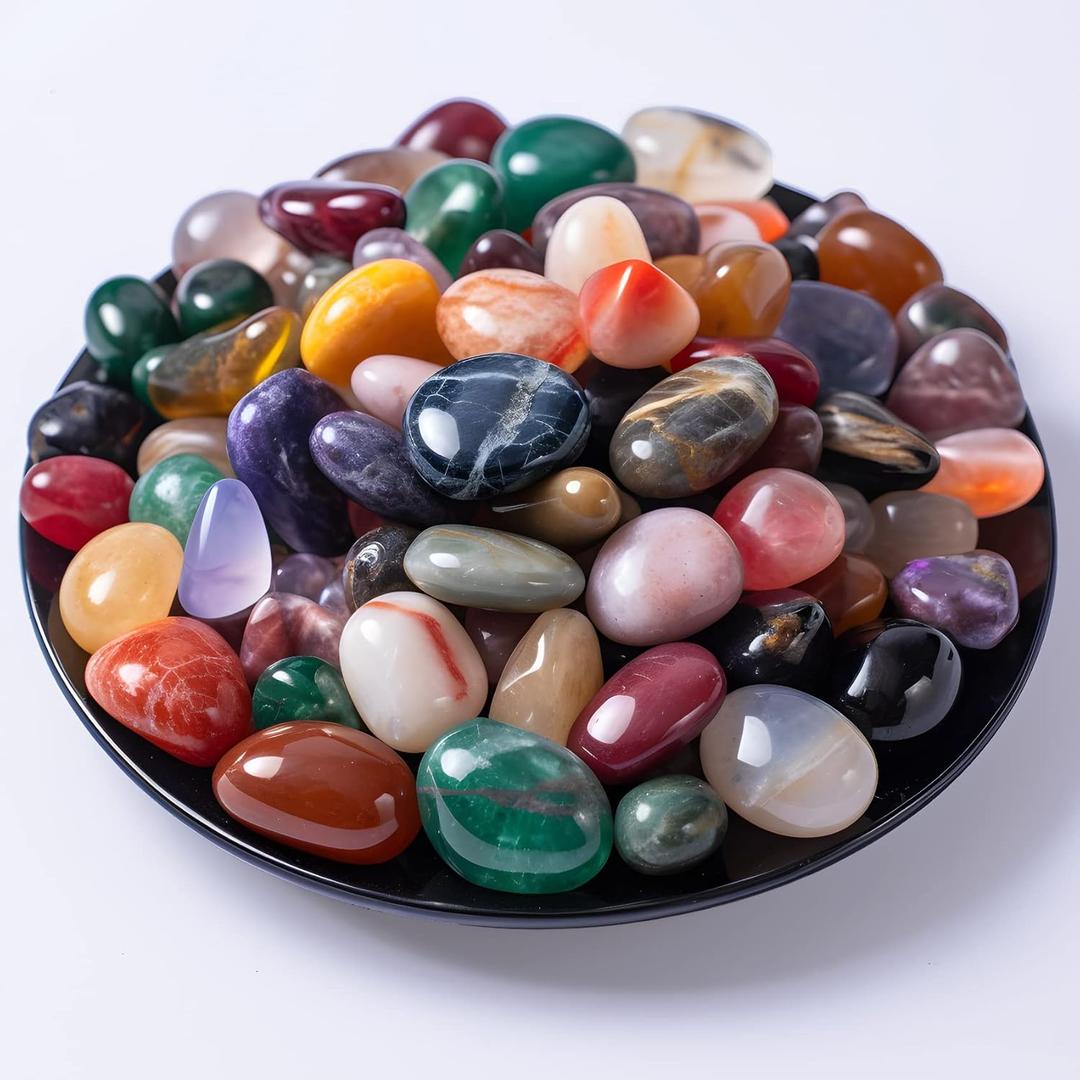 Polished Stone Pebbles Set Mixed Crystals, 72 Pcs 0.5" Handpicked Tumbled Stones Decorative Rocks for Reiki, Chakra, Healing, Home Decor, Mixed Pebbles Polished Stone Pebbles Set Mixed Crystals, 72 Pcs 0.5" Handpicked Tumbled Stones Decorative Rocks for Reiki, Chakra, Healing, Home Decor, Mixed Pebbles