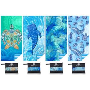 3 Pack Microfiber Thin Lightweight Beach Towel Sand Free Quick Dry Absorbent Compact Towels for Swimming Pool Camping Beach Accessories Large Easy Pack Travel Things for Vacation Essentials Adult Gift