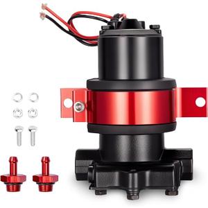 110 GPH Electric Fuel Pump, Barb Fittings Included for Leakproof, External Fuel Pump with Universal 3/8" NPTF for Carbureted Street & Strip (Gasoline Only)