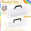 Geelin Clear Paint Storage Box and Paint Brush Storage Box Set, 30 Bottles Capacity Paints Organizer for 2 fl. oz Bottles, Portable Long Brush Holder Boxes, Craft Organizer