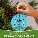 Keep Calm and Swim On Girls Swimming Christmas Ornament, Gifts for Swimmers Girls Swim Team Swimming Pool Ornament Hanging Decorations for Xmas Tree, Sports Gifts for Female Swimmers Athlete Coaches