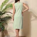 Women Business Sheath Midi Dress, 2025 Summer Sleeveless A-line Slimming Work Pencil Skirt (Green, XL)