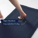 RESARE Waffle Bath Mat, Super Absorbent Non Slip, Machine Washable, Ultra Soft Boho Bath Rugs with Tassels, Upgraded Bordered Design, 17"x24" Navy