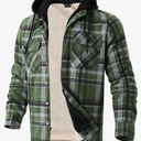 Heavy Thick Flannel Plaid Jacket Sherpa Fleece Lined Hoodies for Men Zip Up Winter Warm Coat Buffalo Zipper Sweatshirt, 5XL