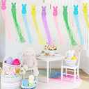 5 Pcs Bunny Easter Party Decoration Easter Decorations Outdoor with Tassels Easter Bunny Hanging Decorations Easter Banner for Home Wall Porch Lawn Yard Garden Decor (Multi Color)