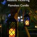 Homemory Solar Lanterns Outdoor Waterproof Hanging with Flickering Flameless Candles, 2 Pack 13'' Garden Outdoor Lantern Decorative for Patio Front Porch Backyard Balcony Cabin Outside Table(Black)