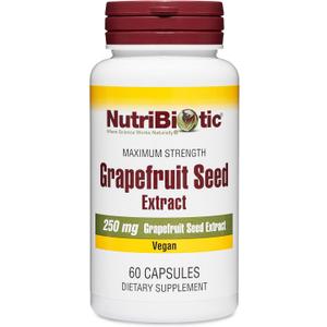 NutriBiotic Grapefruit Seed Extract Capsules 250 mg, 60 Count - Maximum Strength with Bioflavonoids, Expiration Date 12/28