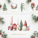 ZICOTO Beautiful Christmas Cards Set of 20 with Watercolor Designs - Incl. Bulk Envelopes, Matching Stickers And Storage Box - Perfect to Send Warm Holiday Wishes to Friends and Family