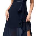 BeryLove Sequin Formal Wedding Guest Prom Party Dress Off Shoulder Cocktail Sparkly Midi Evening Dress (Black, S)