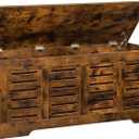 DINZI LVJ Storage Chest, 47.3 Wooden Toy Box with 2 Safety Hinges, Retro Entryway Shoe Storage Bench with Flip-Top, Sturdy Large Storage Trunk for Living Room, Bedroom, Easy Assembly, Rustic Brown