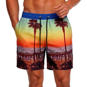 GINGTTO Men's Beach Shorts Bathing Suits with Mesh Lining (M)