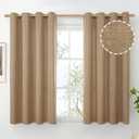 BGment Camel Linen Curtains 54 Inch Length for Short Window, Burlap Semi Sheer Drapes Light Filtering with Grommet Privacy Non See Through for Living Bedroom Farmhouse, 2 Panels, Each 52 Inch Wide