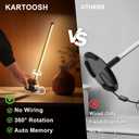 KARTOOSH Cordless LED Table Lamp Set of Two, Battery Operated Portable Desk Lamp, Dimmable/3 Color/Memory Function, Modern Rechargeable Table Light for Living Room,Bedroom, Bedside, Black, 2 Pack