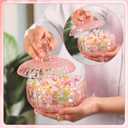 DoubleFill 26 oz Large Glass Candy Dish with Lids Crystal Candy Jar with Lid Easter Spring Decorative Covered Glass Jar Jewelry Box Wedding Buffet Biscuit Containers for Snacks(Elegant,Medium)
