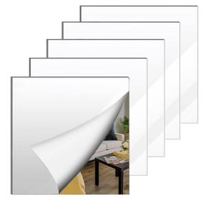 5 Pack 12 x12 Inch Acrylic Mirror Sheet, 1/8 Inch Thick Opaque Glossy Mirror, Plexiglass Mirror Sheets with Protective Film, Rigid Mirror Acrylic Sheets for Sawing, DIY, Laser Cutting and Engraving