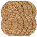 JEUIHAU Set of 5 Water Hyacinth Braided Placemat, 13 Inch Round Placemats Rattan Placemats, Natural Wicker Seagrass Rattan Placemats for Dining Table, Decoration