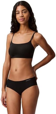 Calvin Klein Women's Invisibles Comfort Seamless Adjustable Skinny Strap Bralette Bra Medium,Black