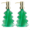 Green Glass Soap Dispenser 2PCS, Hand Dish Soap Dispenser with Pump for Bathroom, Kitchen Sink, St. Patrick's & Easter Spring Home Decor