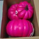 Cinnvoice 3 Pcs Breast Cancer Awareness Decorations Artificial Pumpkins Bulk Faux Foam Pumpkins with Pink Ribbon Pattern for Fall Halloween Table Decor (Hot Pink,4.33 Inch, 6.3inch, 7.87inch)