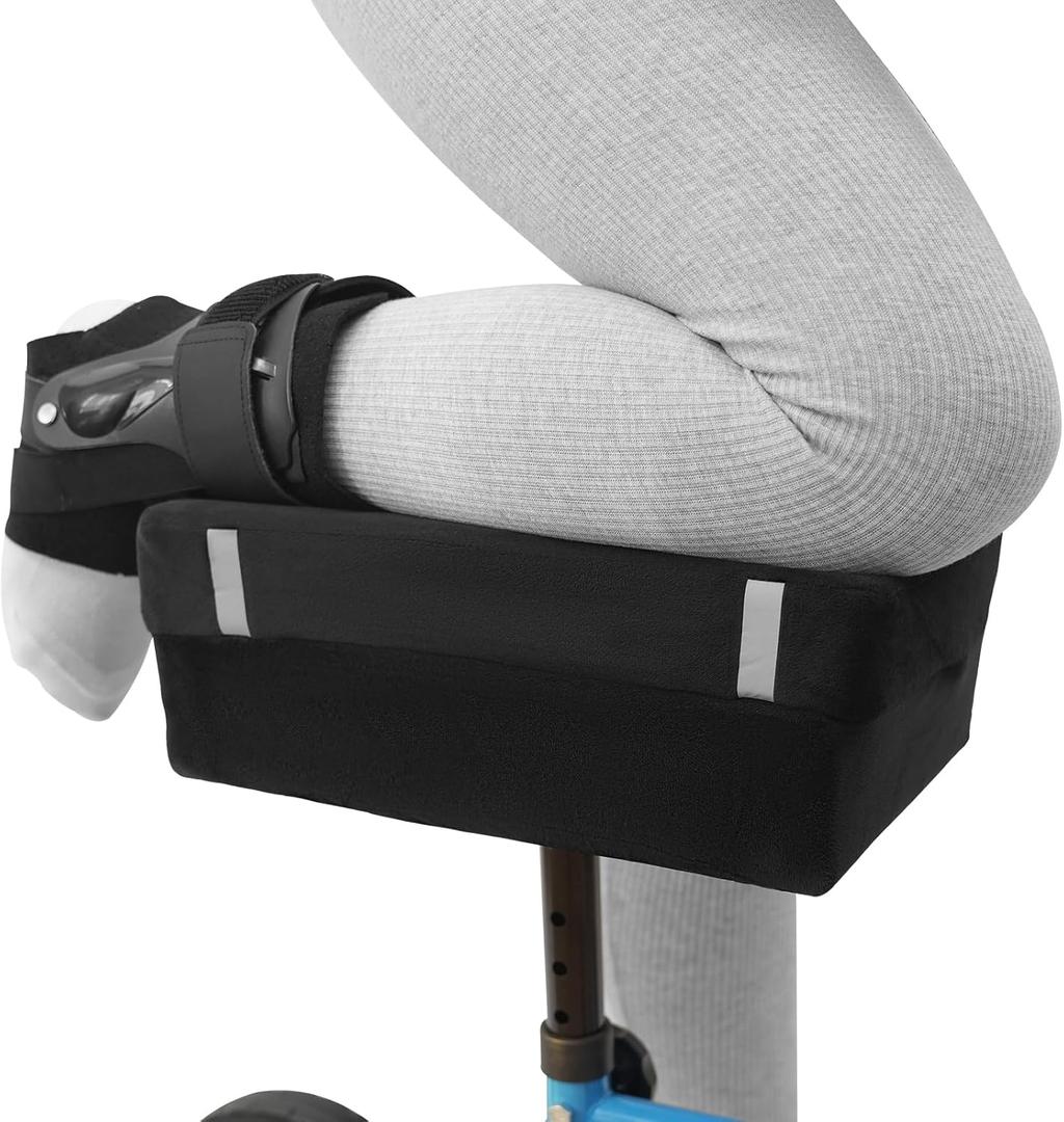 Knee Scooter Pad Cover with 2'' Removable Highly Resilient Comfort Memory Foam Cushion - Knee Walker Accessory for Roller - Universal Fit Most Models (Black)