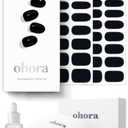 ohora Semi-Cured Gel Nail Strips Value Set (N Onyx Starter Kit) Includes Full Size Lamp and Mini Remover, Salon-Quality, Long Lasting, Easy to Apply & Remove