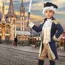 Gortykor Kids George Washington Costume Founding Father Costume for Boys American Colonial Uniform (L)