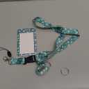 Uniclife Floral Sliding Badge Holder White Daisy Plastic Case with Retractable Badge Reel Carabiner Clip & Detachable Lanyard Strap Fashionable Vertical Card Protector for Women Nurse Teacher Student (Green Base Daisy)