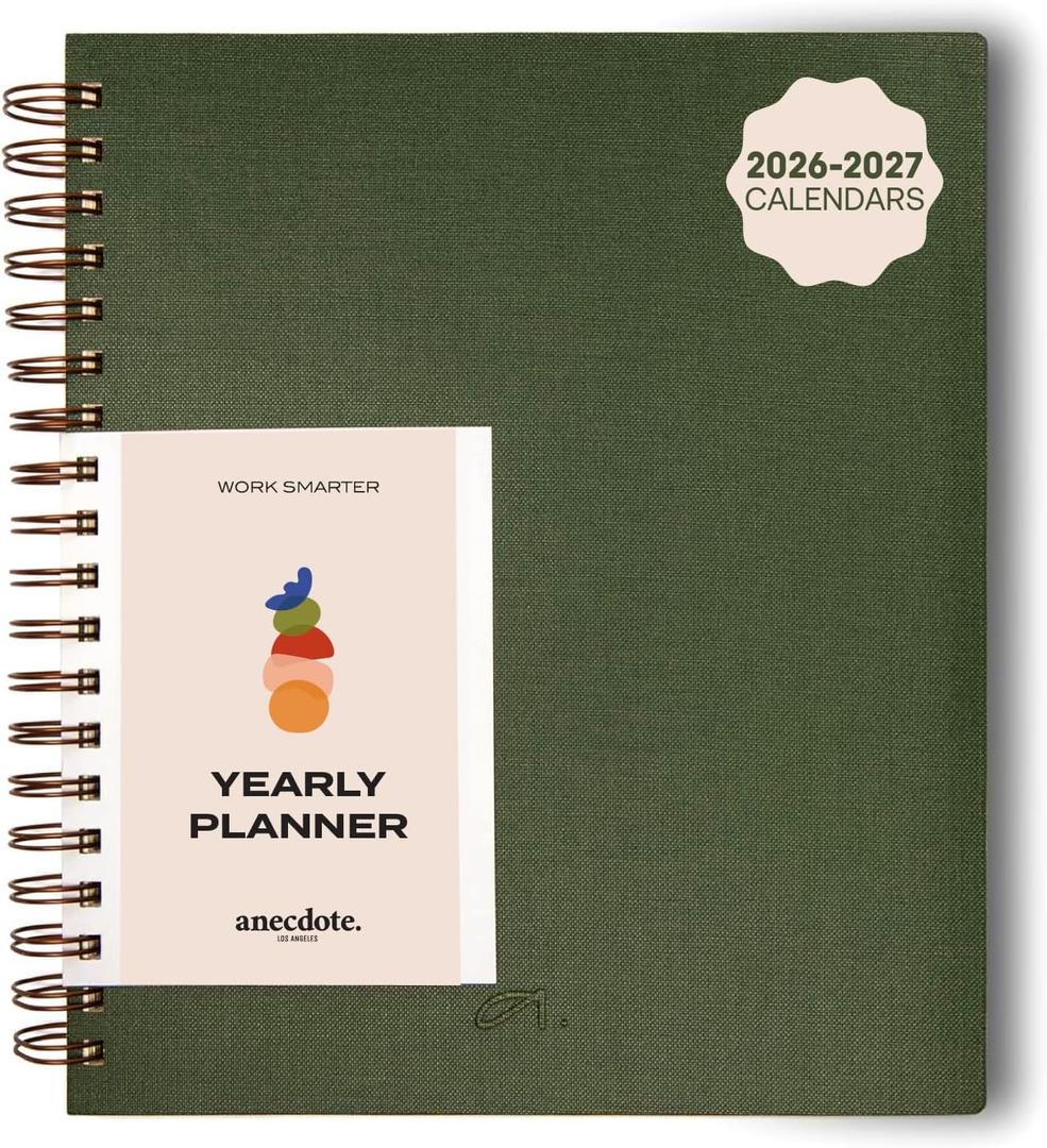 Anecdote Spiral Planner w/2026-2027 Calendar (8.5" x 10") | Start Anytime - 52 Weeks, Undated Planner Pages | To-Do List Organizer, Plan Your Success, Achieve Productivity Goals (Evergreen)