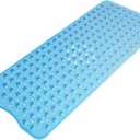 AmazerBath Shower Mat Non Slip 40 x 16 Inches, Shower Stall Mats with Suction Cups and Drain Holes, Non Slip Bath Mat for Tub for Elderly & Kids, Clear Blue