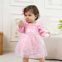 HONGTEYA Baby Girl 1st Birthday Outfit First Romper Tulle Dress Gifts (Pink)