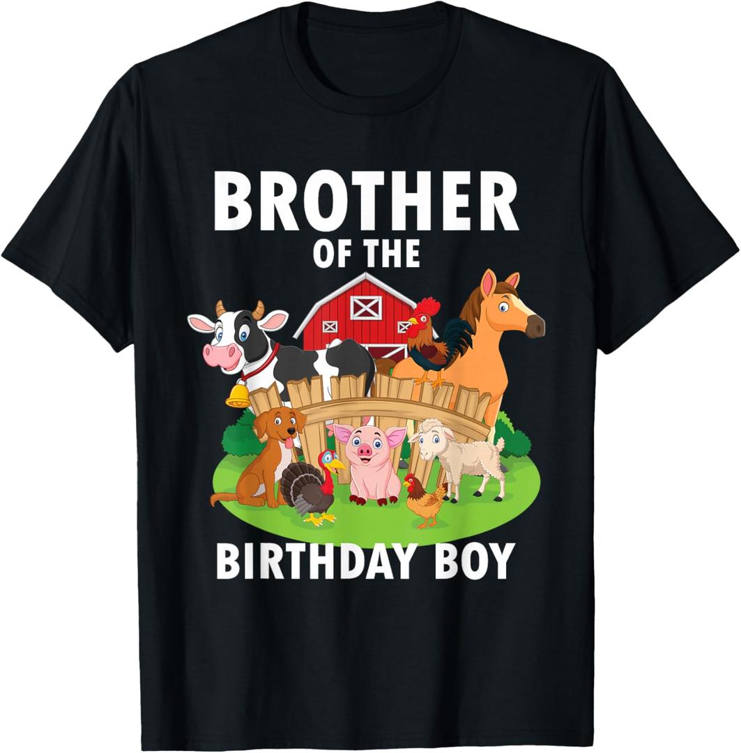 Brother of The Birthday Boy Farm Animals Matching Farm Theme T-Shirt, XL